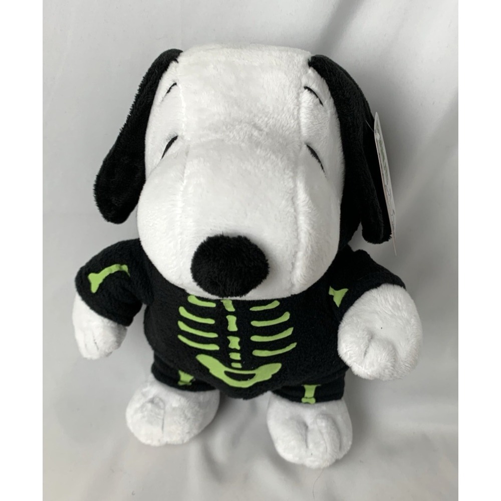New Snoopy Halloween Plush Skeleton Glow Costume Hoodie Peanuts 10.5" w/Tag